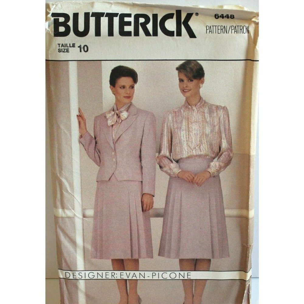 Butterick‎ Sewing Pattern 6448 Misses Jacket Skirt Blouse Size 10 Evan Picone